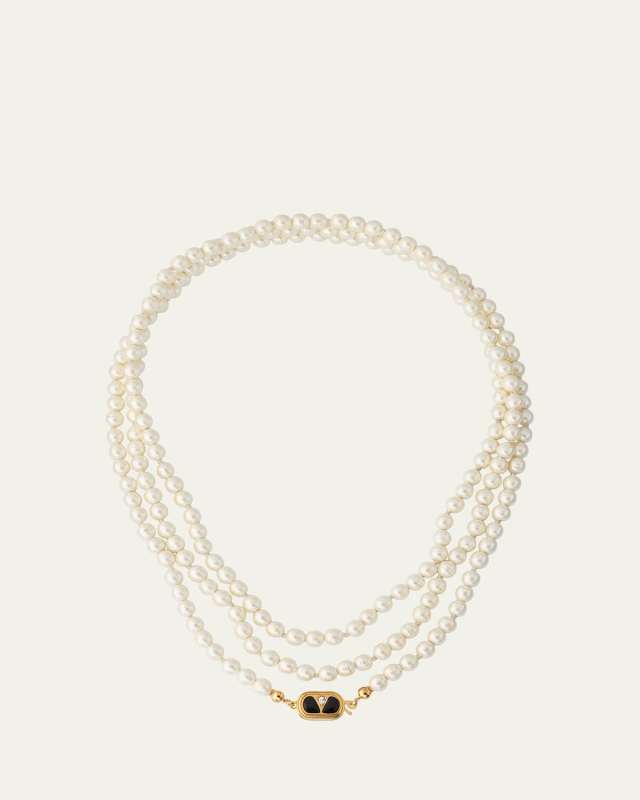VLOGO Akoya Pearl Layered Ovalette Necklace